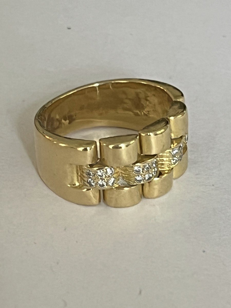 5658- Rolex Jubilee Link Ring Yellow Gold Diamonds-photo-3