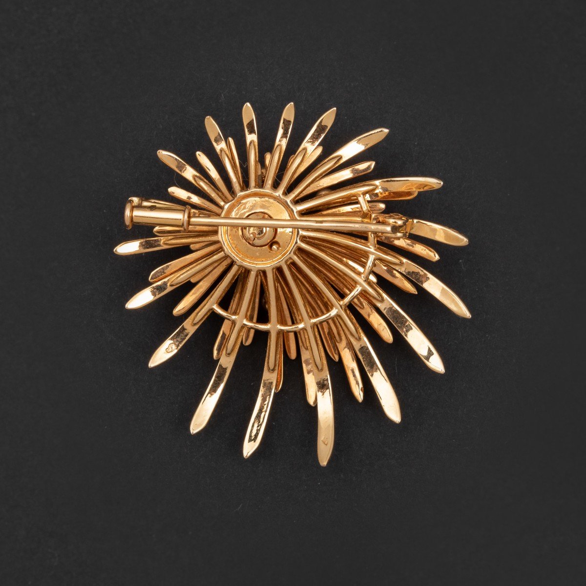 5660- Yellow Gold Fireworks Brooch-photo-2