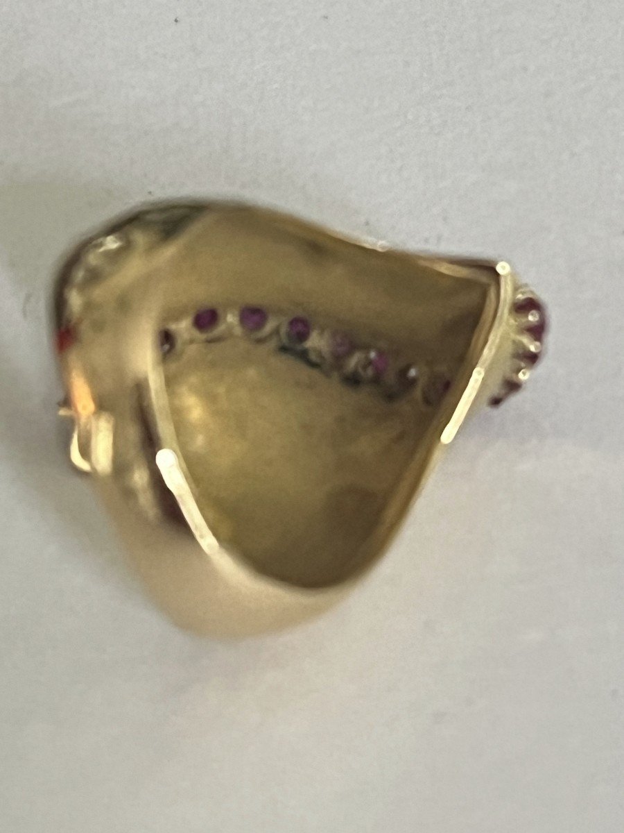 5674- Brushed Yellow Gold Ruby Ring-photo-3