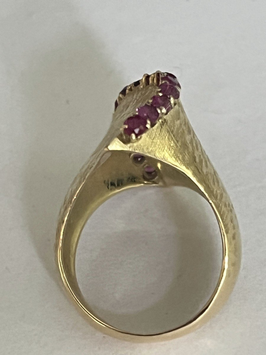 5674- Brushed Yellow Gold Ruby Ring-photo-4