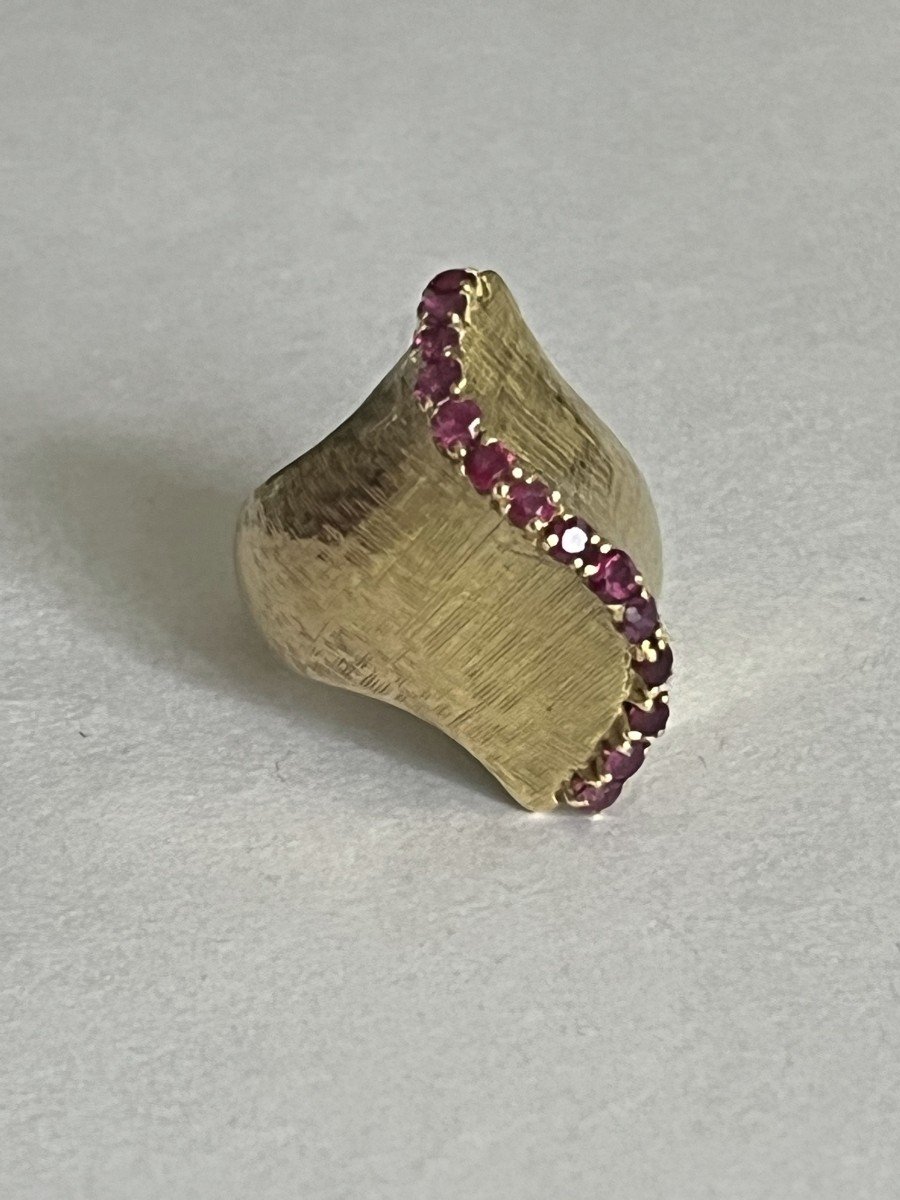 5674- Brushed Yellow Gold Ruby Ring-photo-1