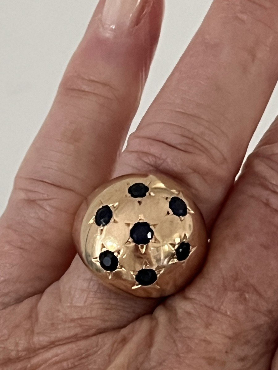 5719- Rose Gold Synthetic Sapphire Ball Ring-photo-2