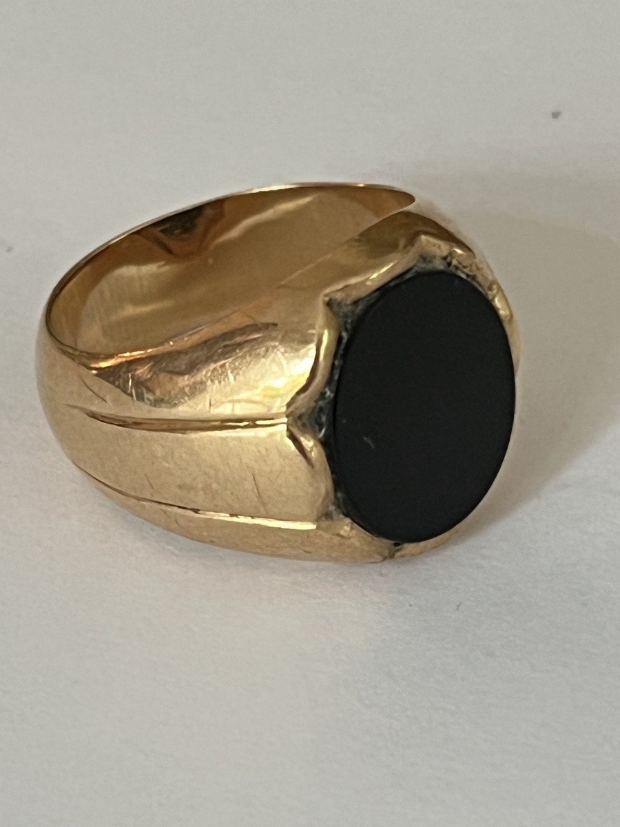 5856- Bague Chevalière Or Jaune Onyx-photo-1