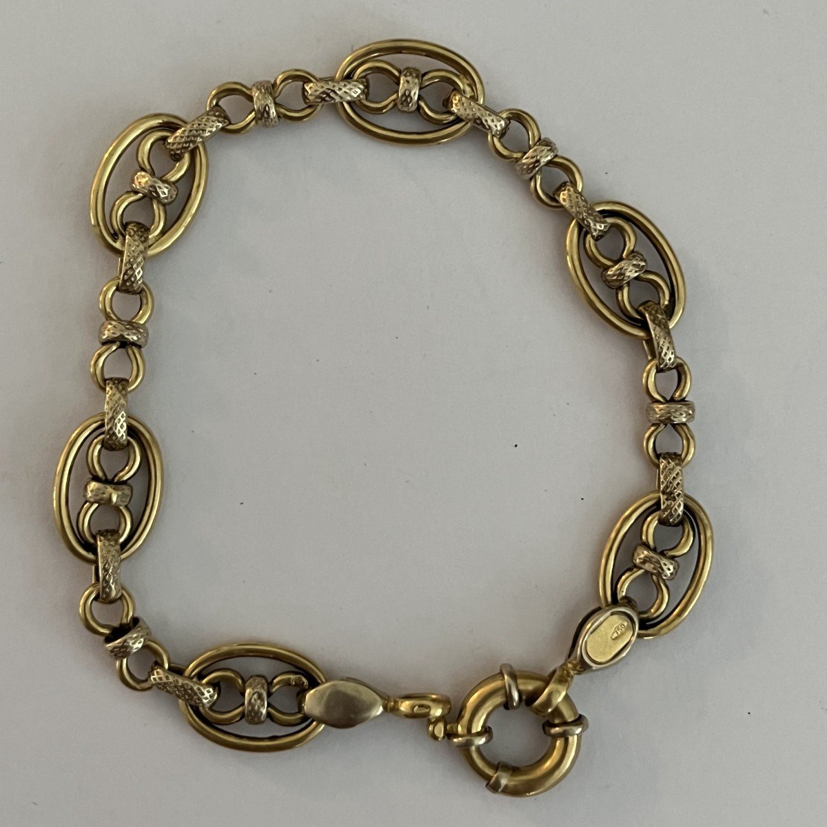 4106- Bracelet Or Jaune Et Gris Filigrané