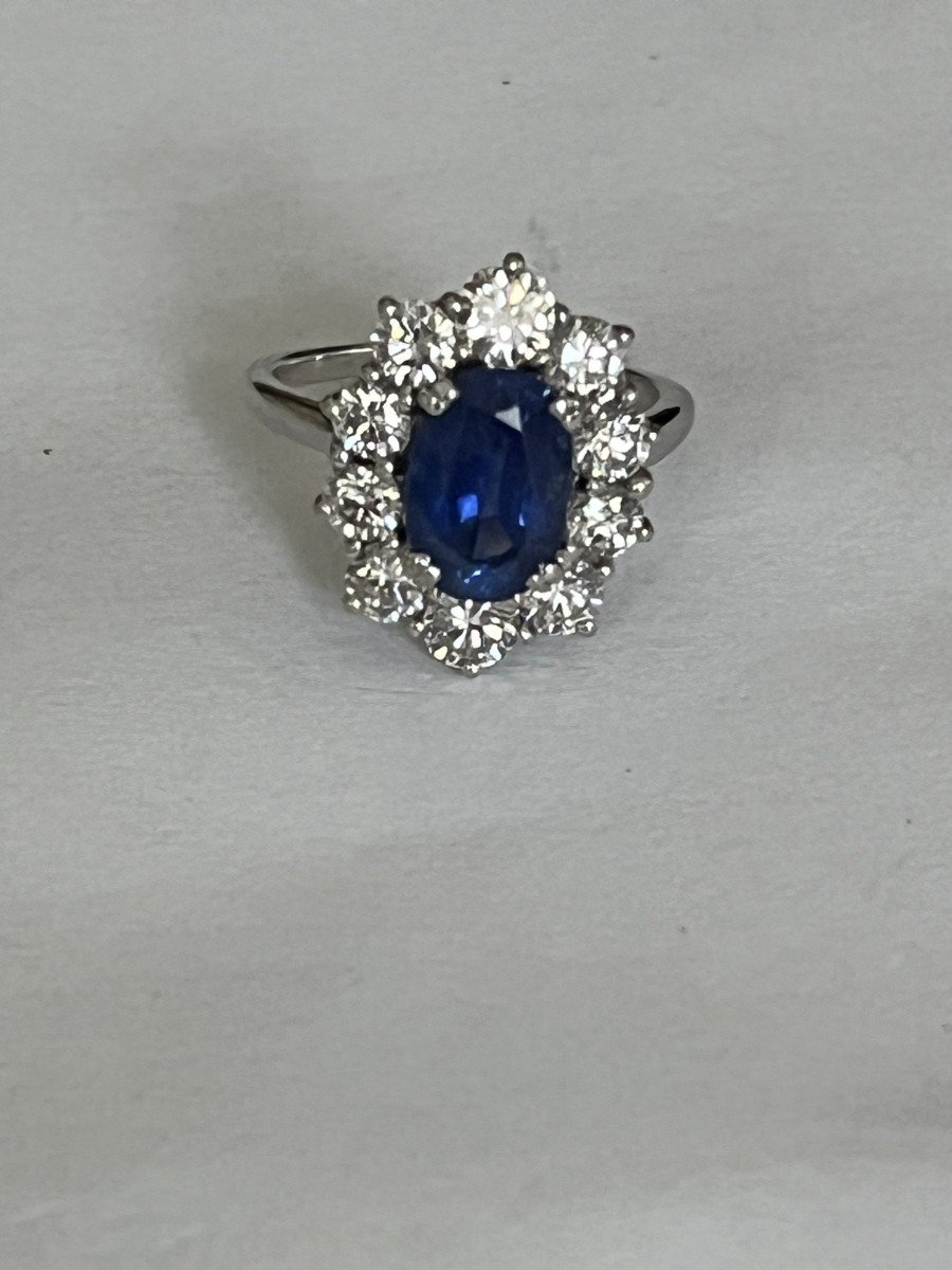 4498- Flower Ring White Gold Sapphire Diamonds 2.00 Ct-photo-3