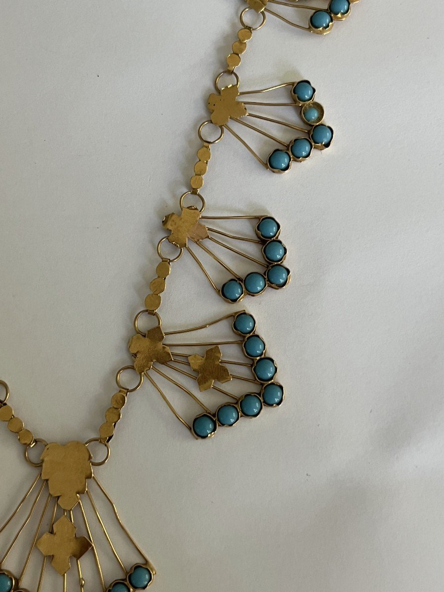 5772- Yellow Gold Turquoise Collar Necklace-photo-2