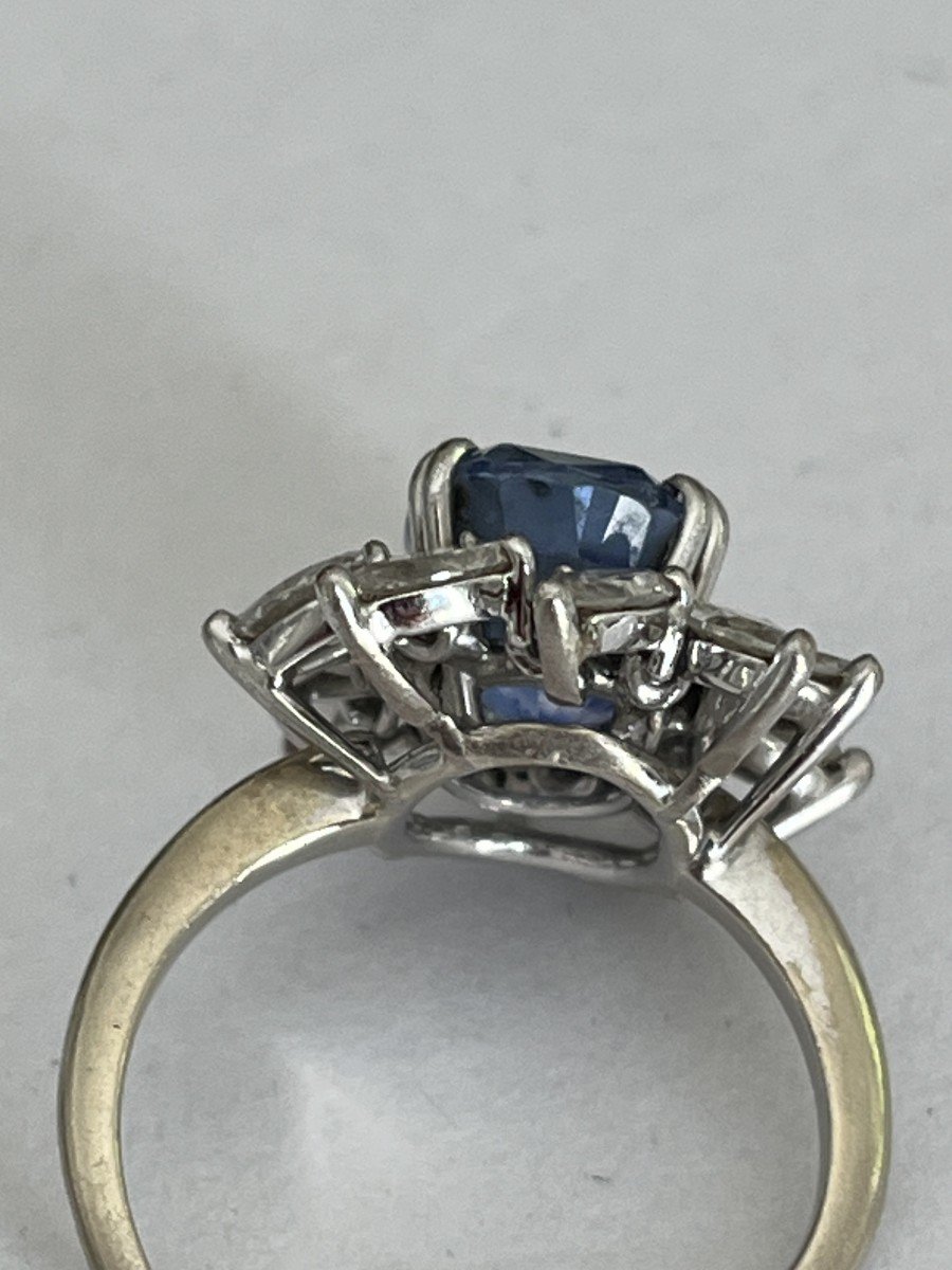 5873- Marguerite Ring White Gold Sapphire 4.00 Ct Diamonds-photo-1