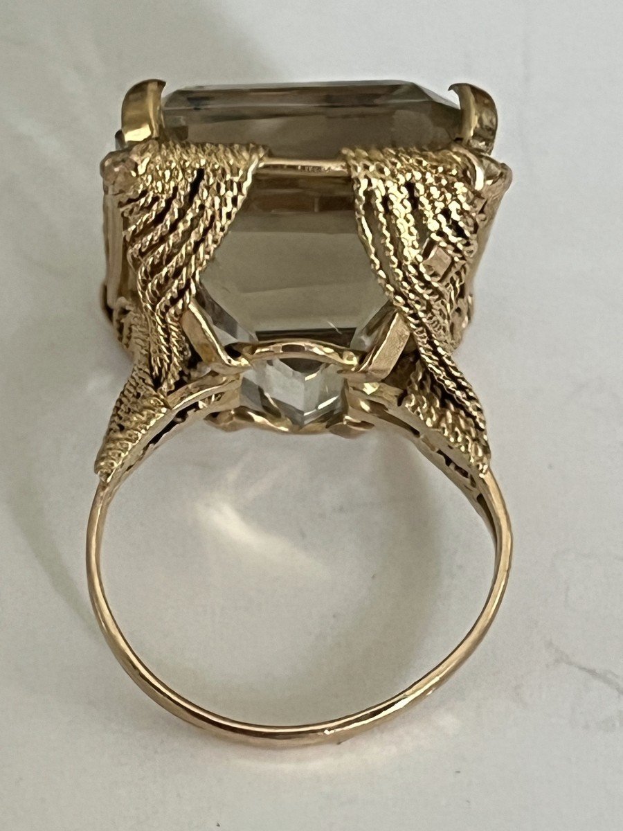 5585- Important Yellow Gold Wire Ring With Citrine-photo-4