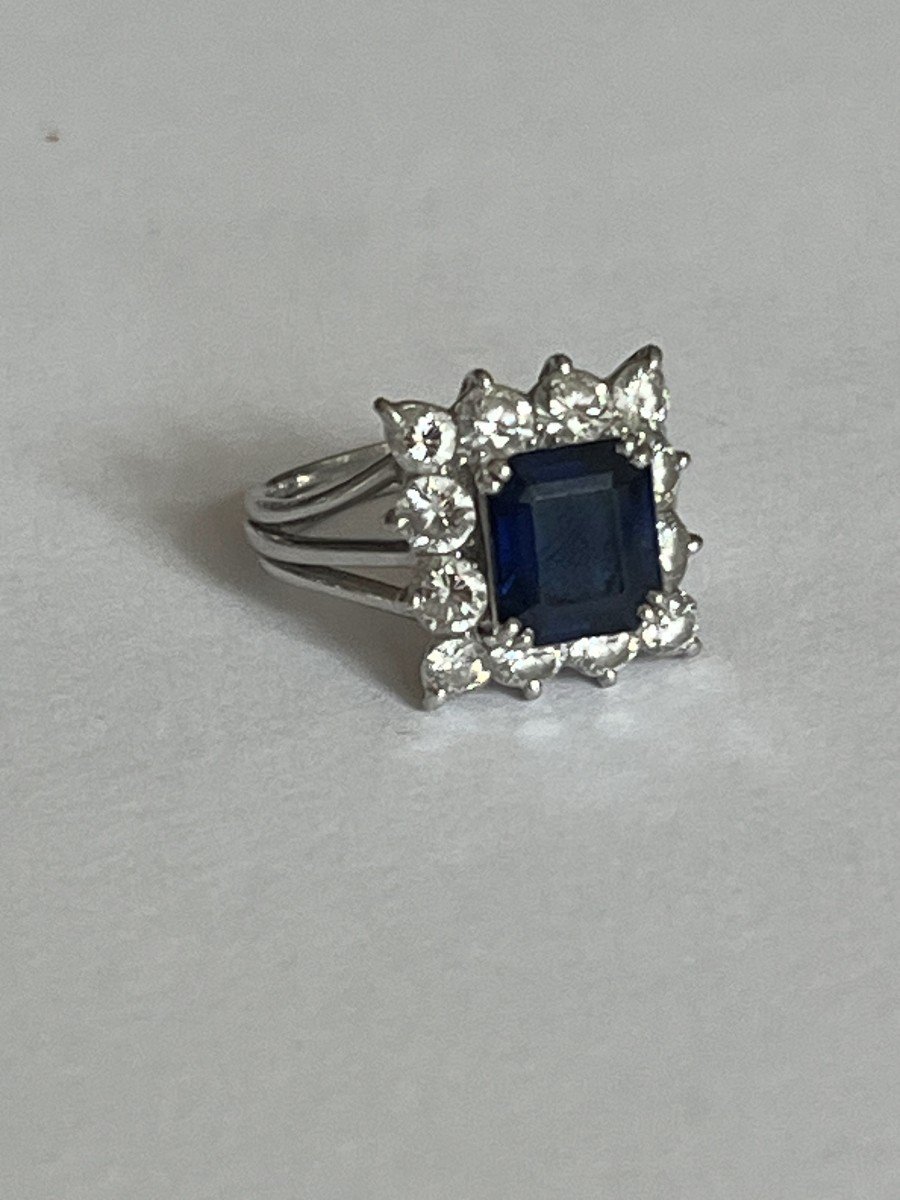 5888- White Gold Ring Sapphire 3.00 Ct Diamonds 1.20 Ct-photo-4