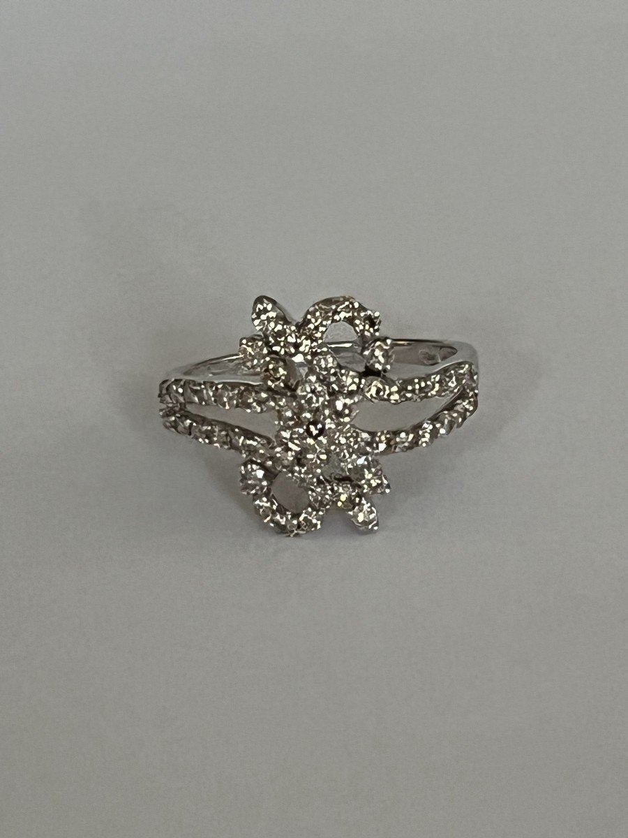 5896- Delicate White Gold Diamond Ring-photo-2