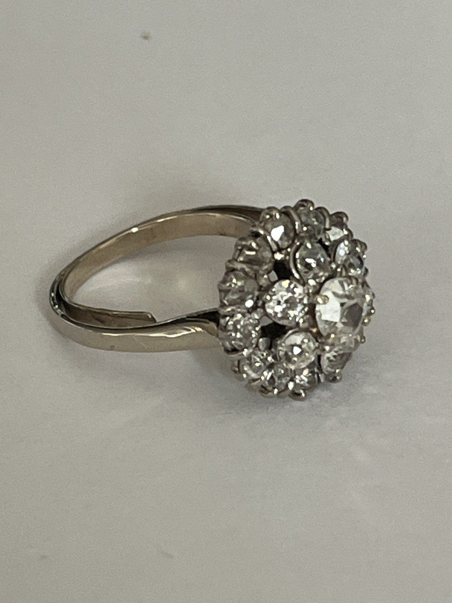 5897- Antique Ring White Gold Platinum Diamonds 1.50 Ct-photo-1