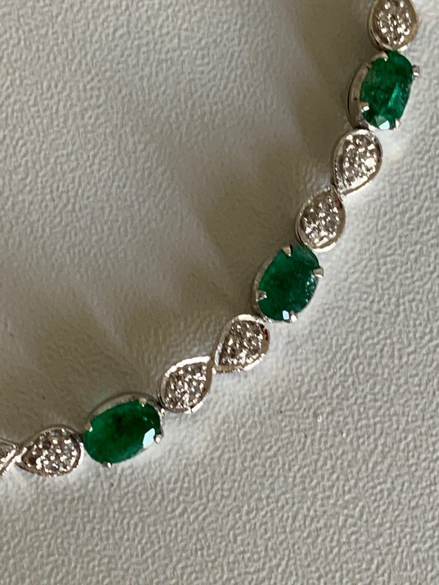 3200- Bracelet Or Gris Emeraudes Diamants-photo-3