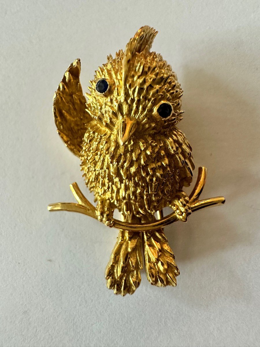 3509- Civanyan Bird Brooch Yellow Gold