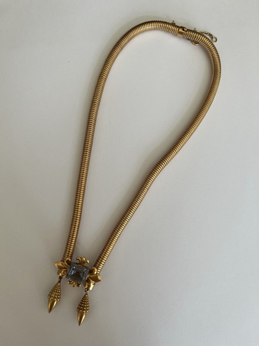 4722- Art Deco Yellow Gold Topaz Necklace-photo-1