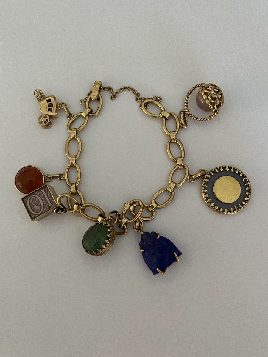 5477- Yellow Gold Charm Bracelet-photo-3