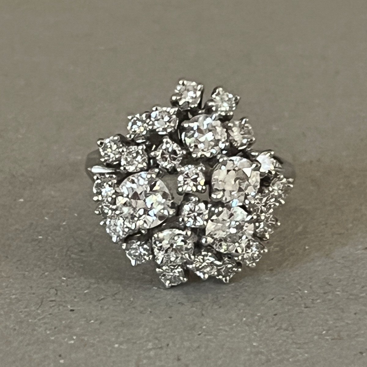 5955- White Gold Dome Ring Diamonds 1.80 Ct