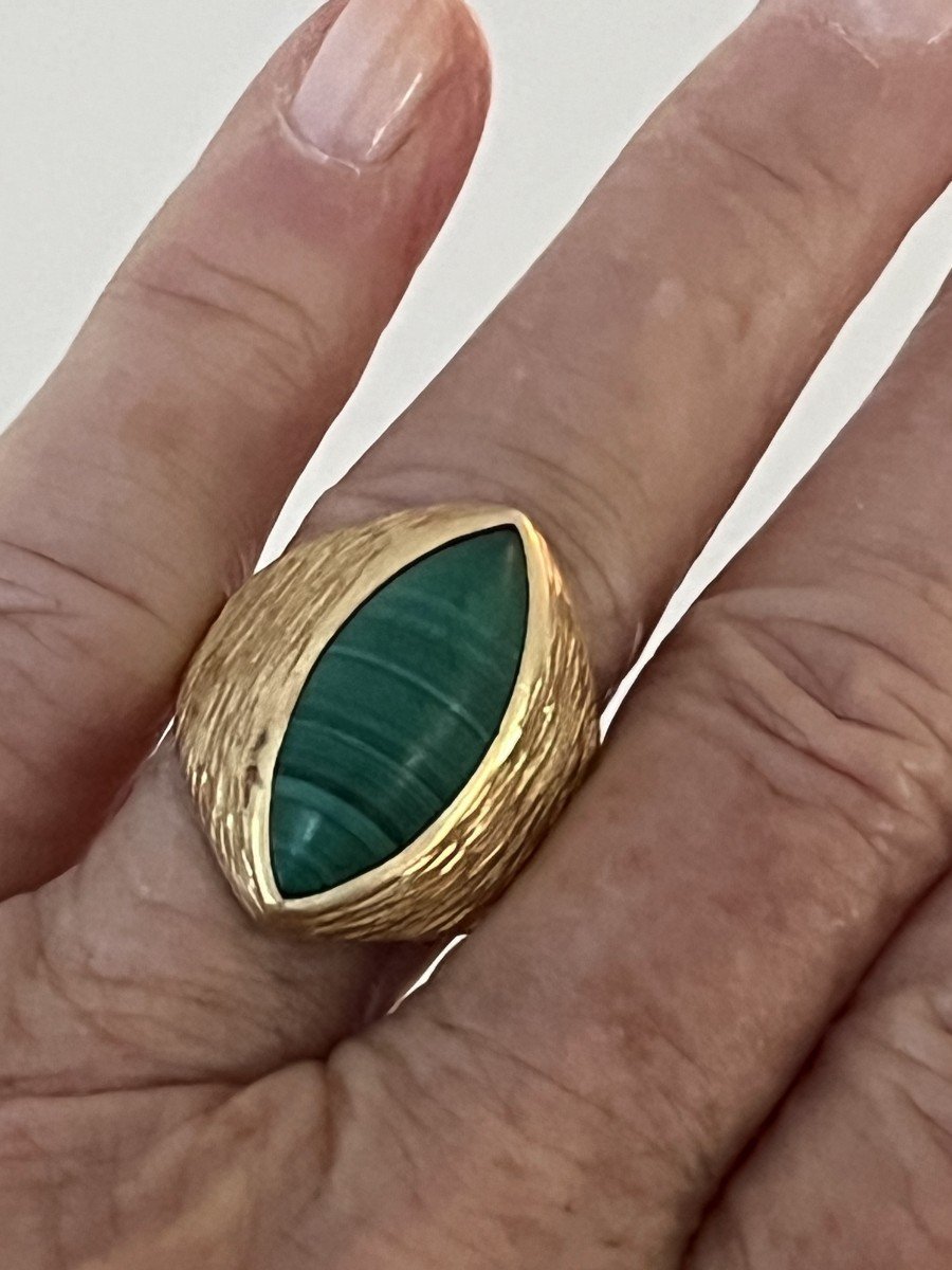 5900- Large Yellow Gold Malachite Ring-photo-2