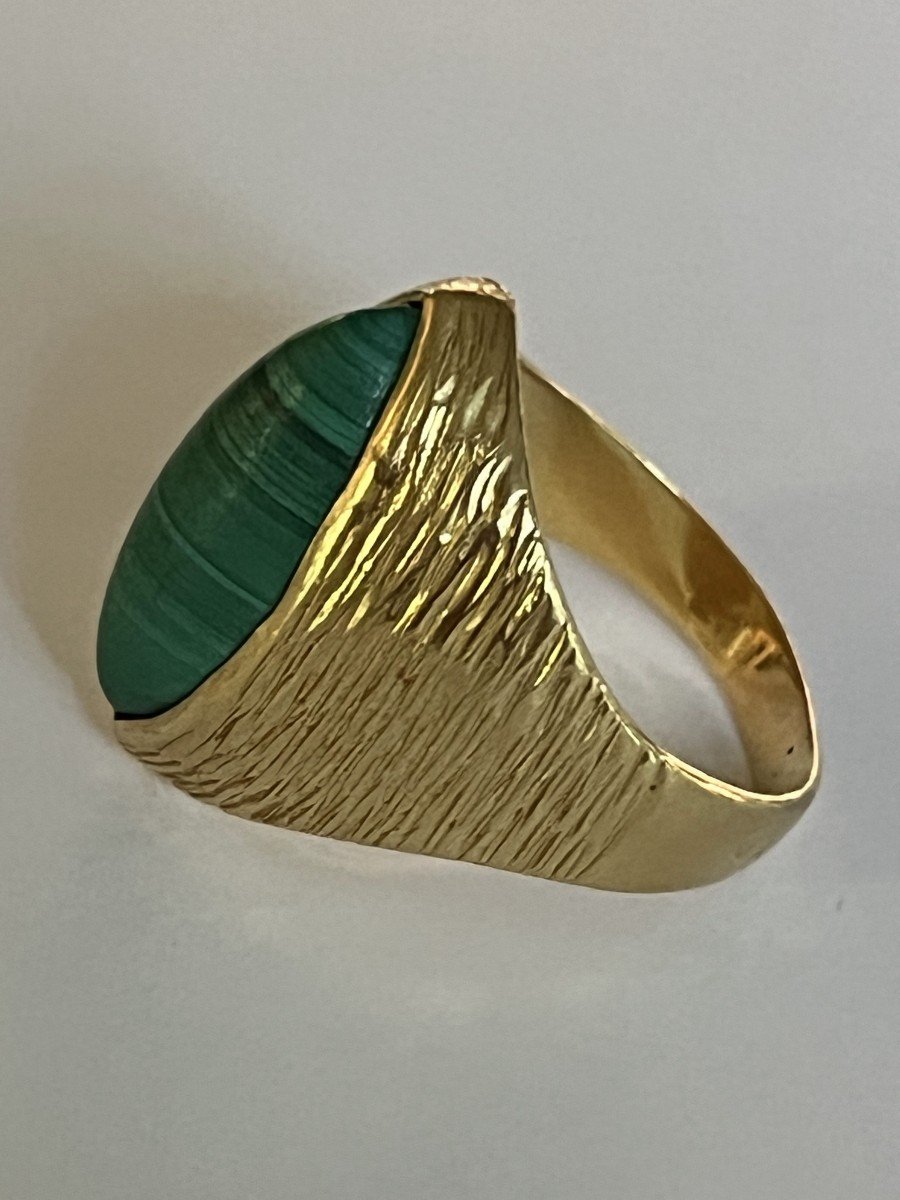 5900- Large Yellow Gold Malachite Ring-photo-4