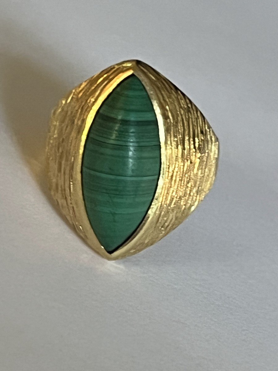 5900- Large Yellow Gold Malachite Ring-photo-1