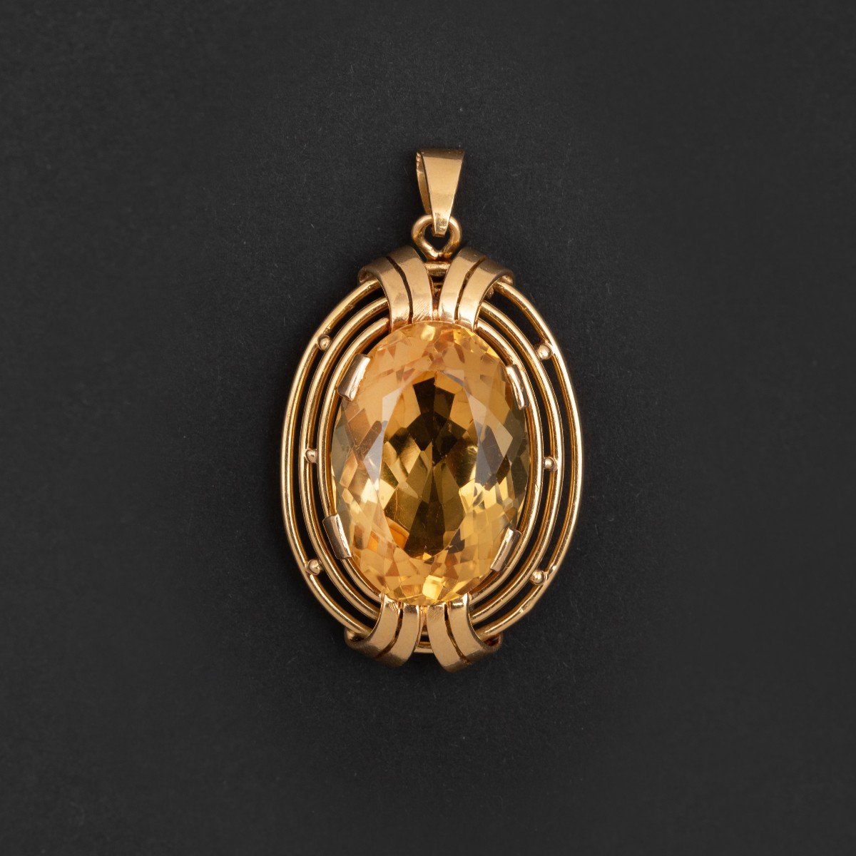 5899a- Broche Pendentif Fils d'Or Jaune Citrine De 44,00 Ct-photo-2