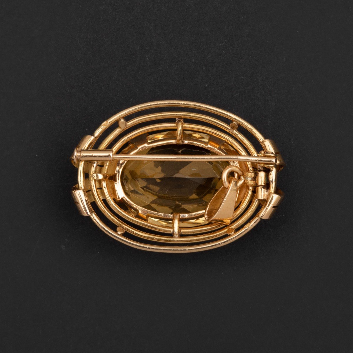 5899a- Broche Pendentif Fils d'Or Jaune Citrine De 44,00 Ct-photo-2