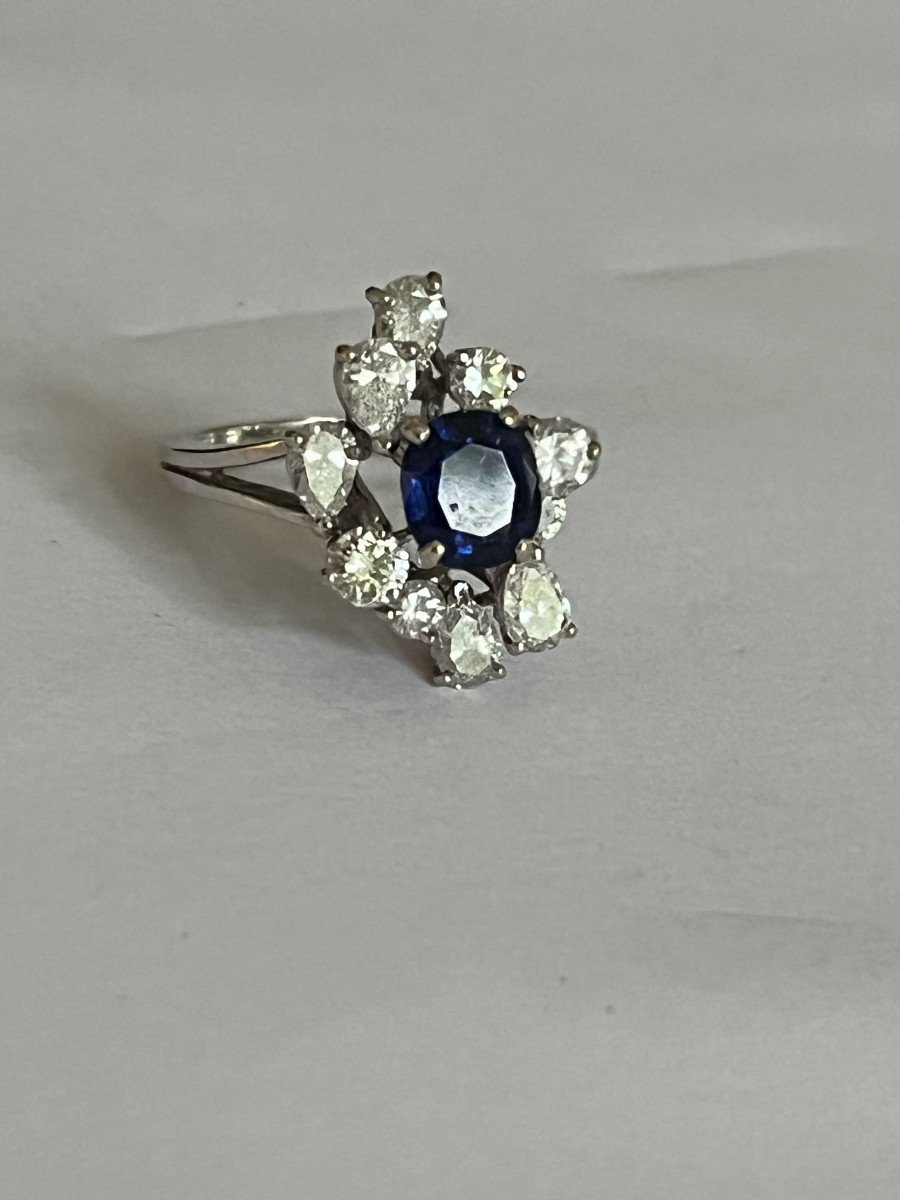 924- White Gold Sapphire Diamond Ring-photo-4