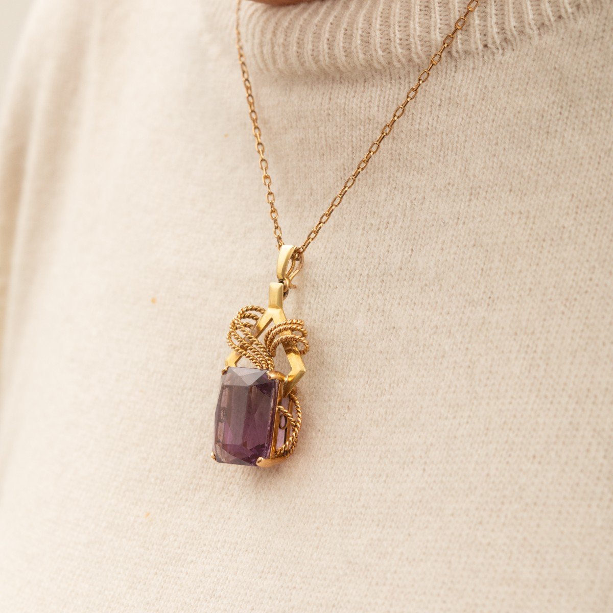 5976- Yellow Gold Amethyst Pendant 19.00 Ct-photo-2