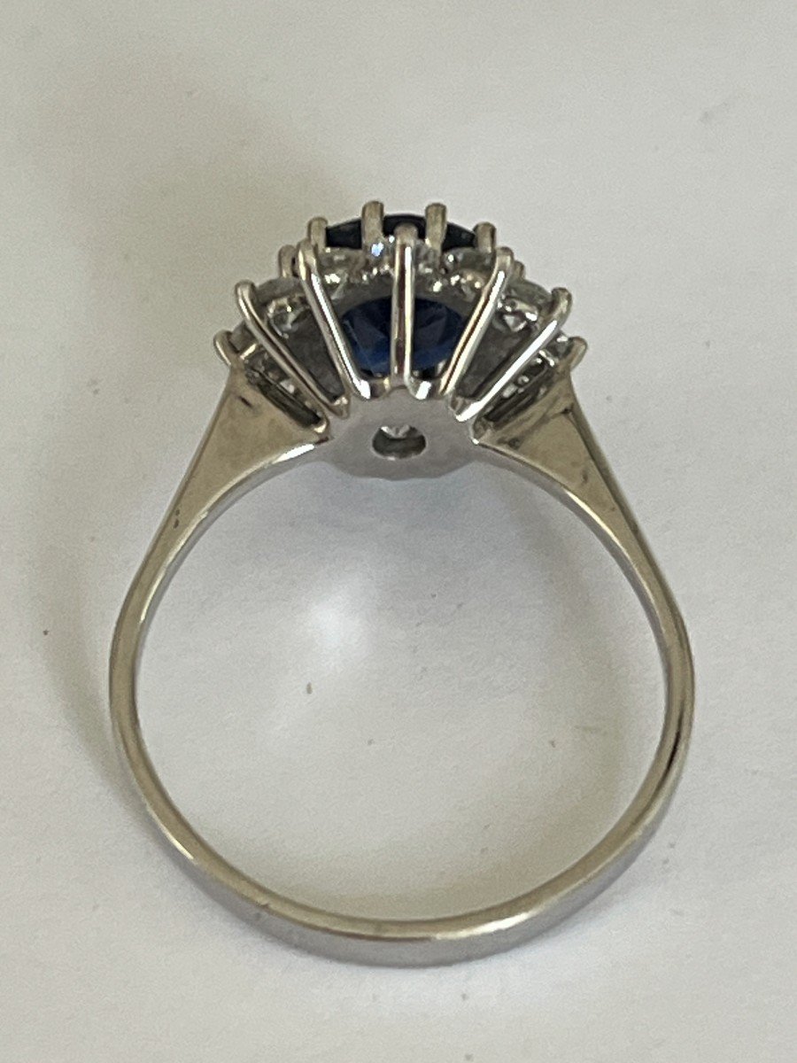 5630- Bague Pompadour Saphir Certifié Diamants-photo-4