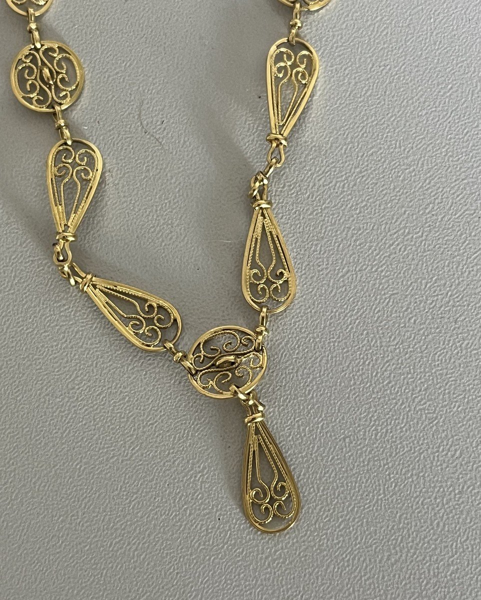 5937- Collier Filigrané Or Jaune 40 Cm