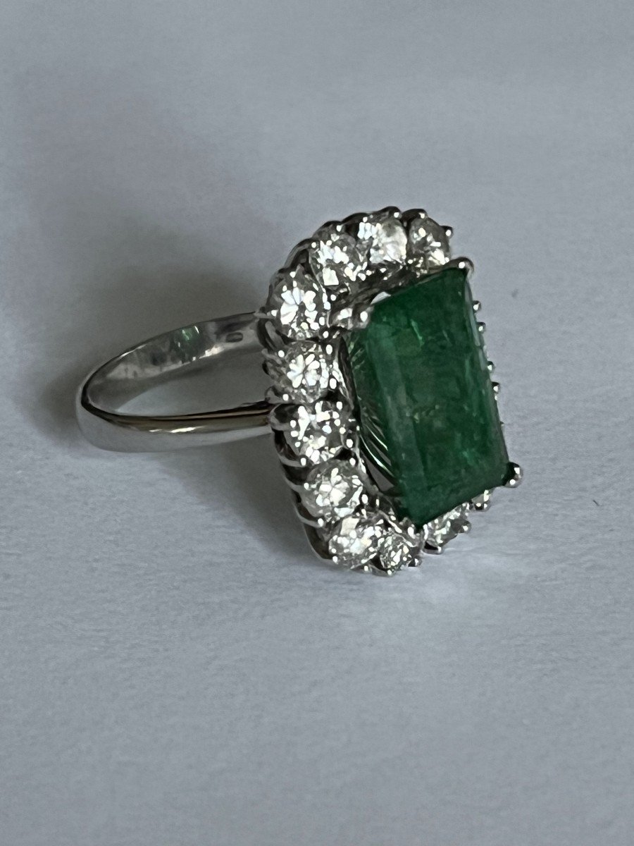 6002- Bague Or Gris Emeraude Diamants 2.00 ct-photo-1