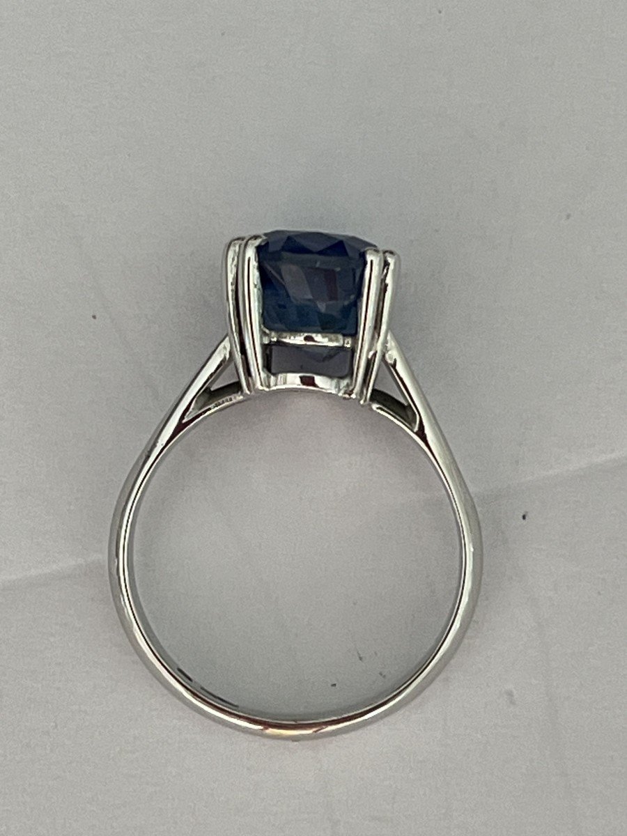 5963- White Gold Ring With 4.60 Ct Ceylon Certified Sapphire-photo-3