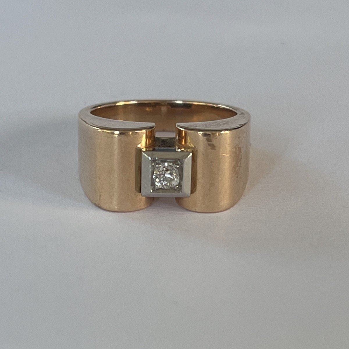 5984- Tank Ring Yellow Gold Diamond