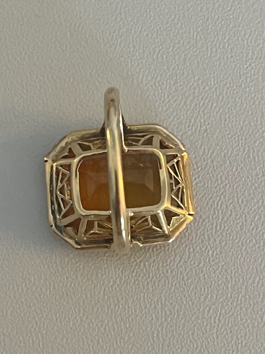 6013- Yellow Gold Citrine Madeira Ring 1950s-photo-1