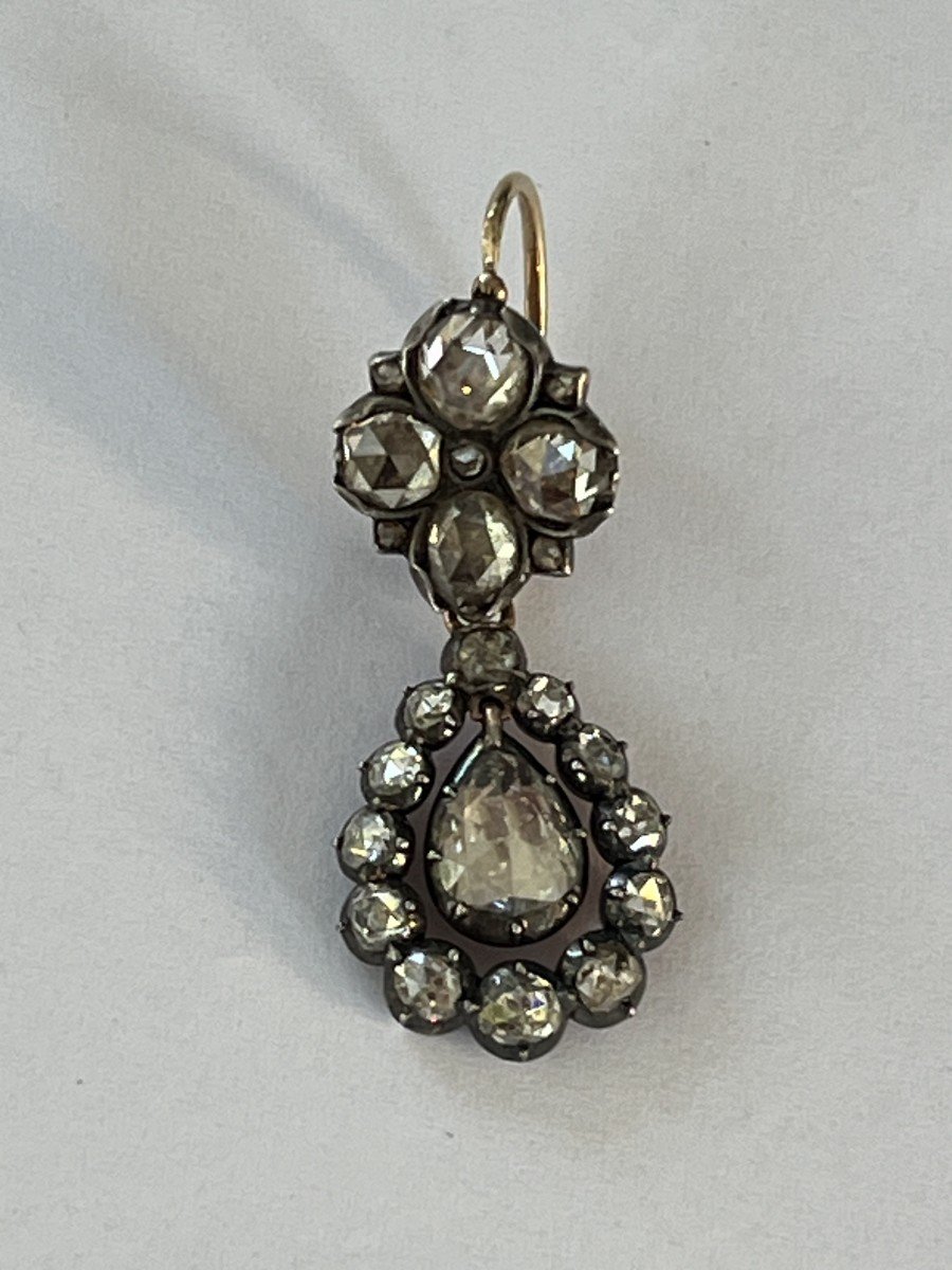 6015- Antique Yellow Gold Silver Diamond Pendant-photo-3