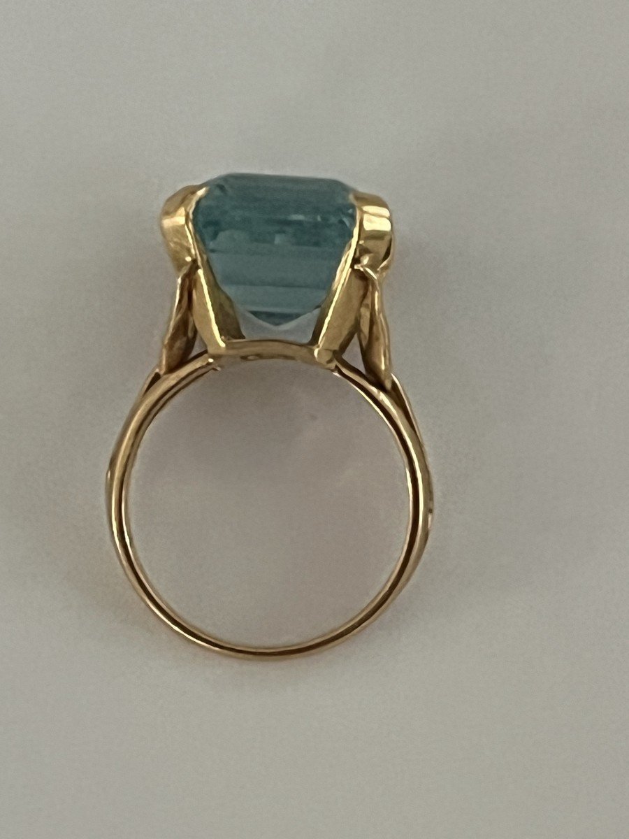 6016- Yellow Gold Wire Ring With Aquamarine-photo-3