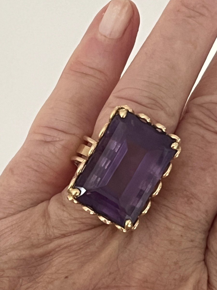 6069- Yellow Gold Amethyst Ring 21.00 Ct-photo-2