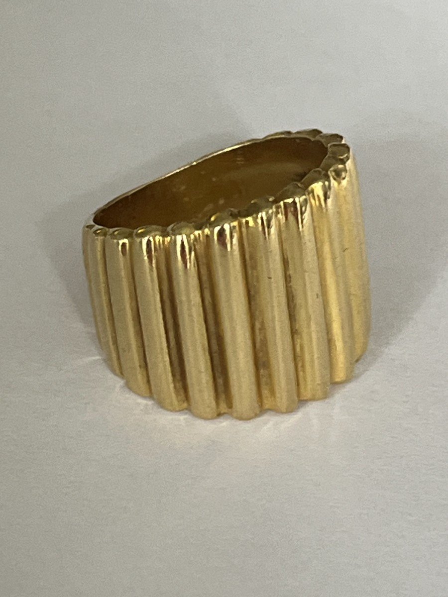 6072- Yellow Gold Godronné Band Ring-photo-4