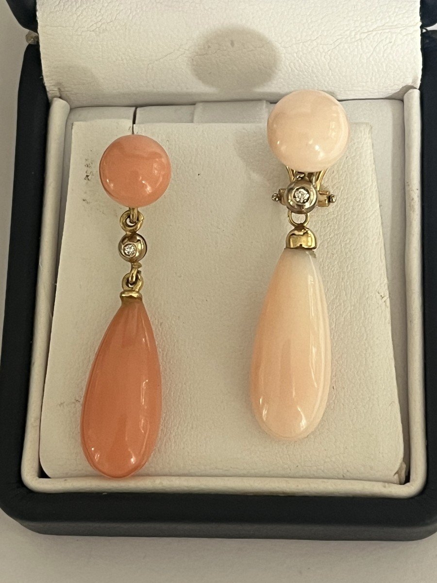 6073- Boucles d'Oreilles Or Jaune Corail-photo-2