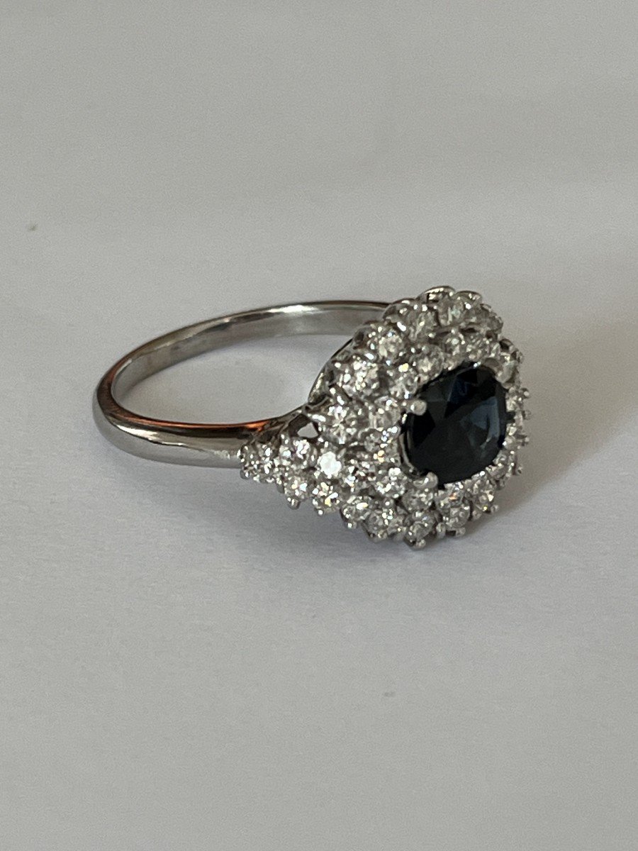 6004- Bague Or Gris Saphir Diamants-photo-4