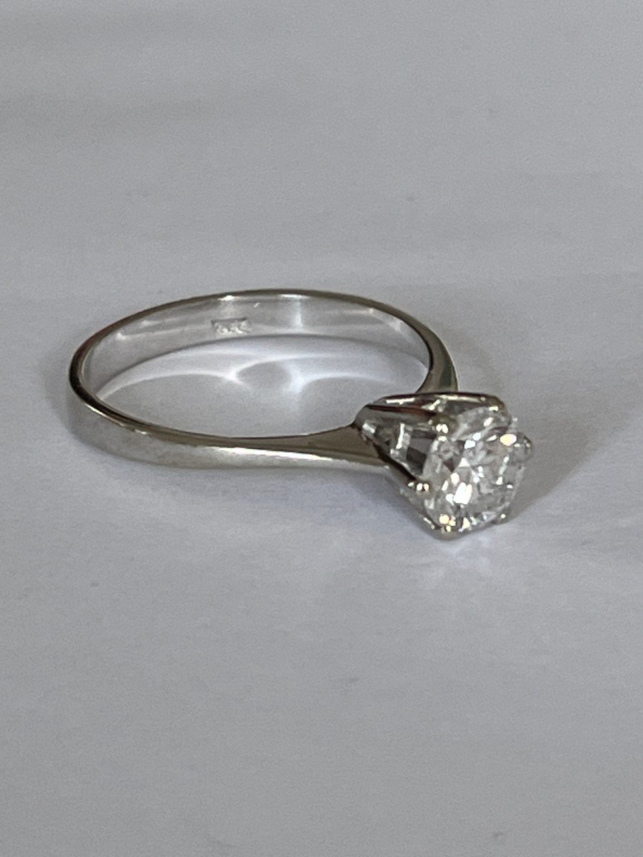 6005- Bague Solitaire Or Gris Diamant 0,85 Ct-photo-3