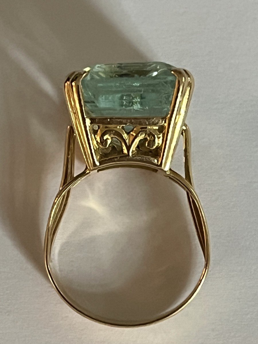 6010- Yellow Gold Aquamarine Ring-photo-4