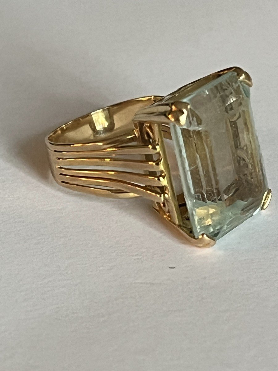 6010- Yellow Gold Aquamarine Ring-photo-1