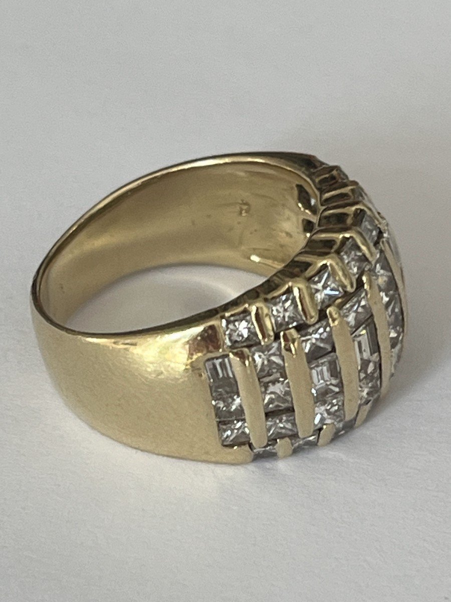 6106- Large Yellow Gold Band Ring With Diamonds 3.00 Ct-photo-4