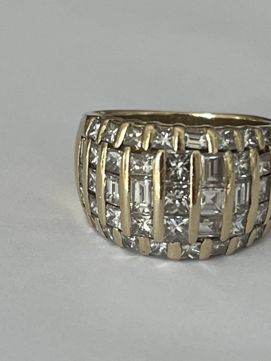 6106- Large Yellow Gold Band Ring With Diamonds 3.00 Ct-photo-1