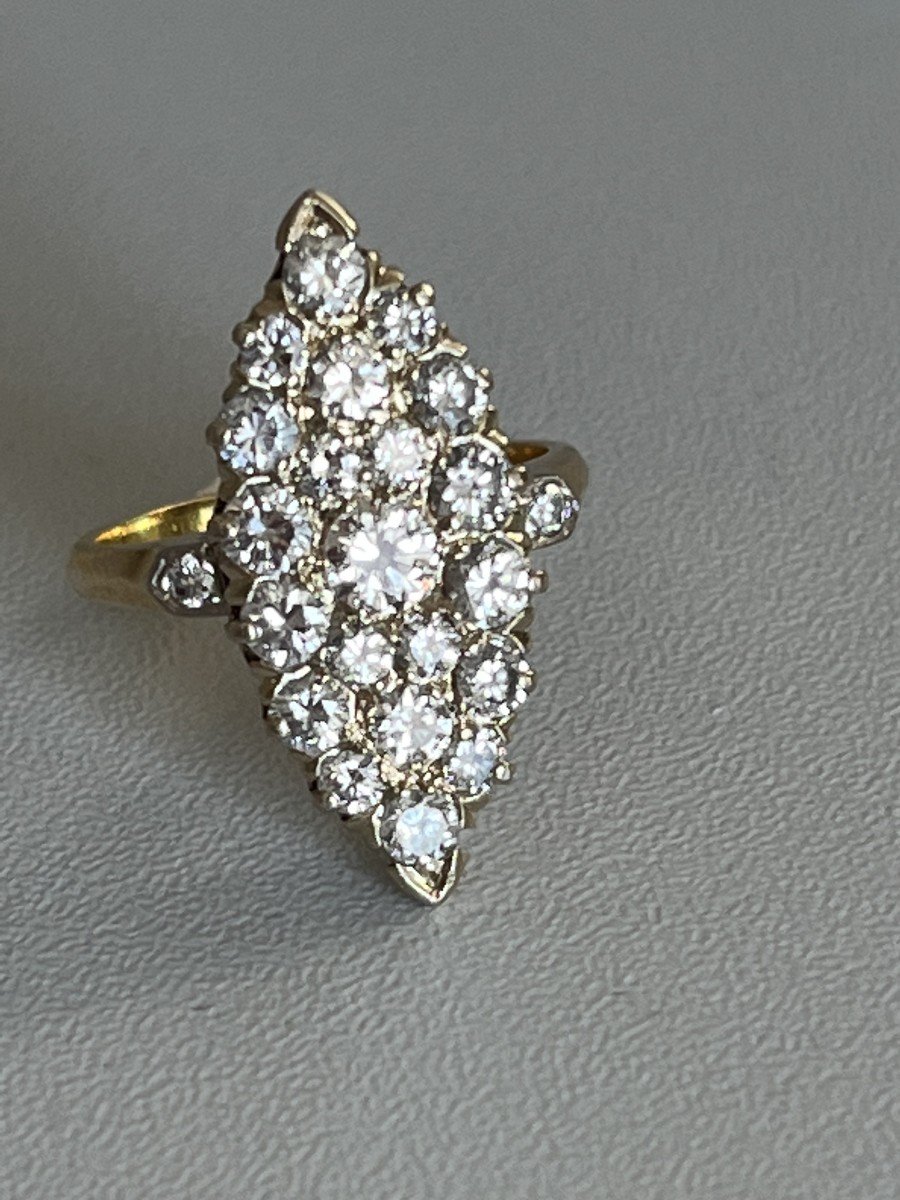 2961- Marquise Ring Yellow Gold Diamonds 1.50 Ct-photo-3