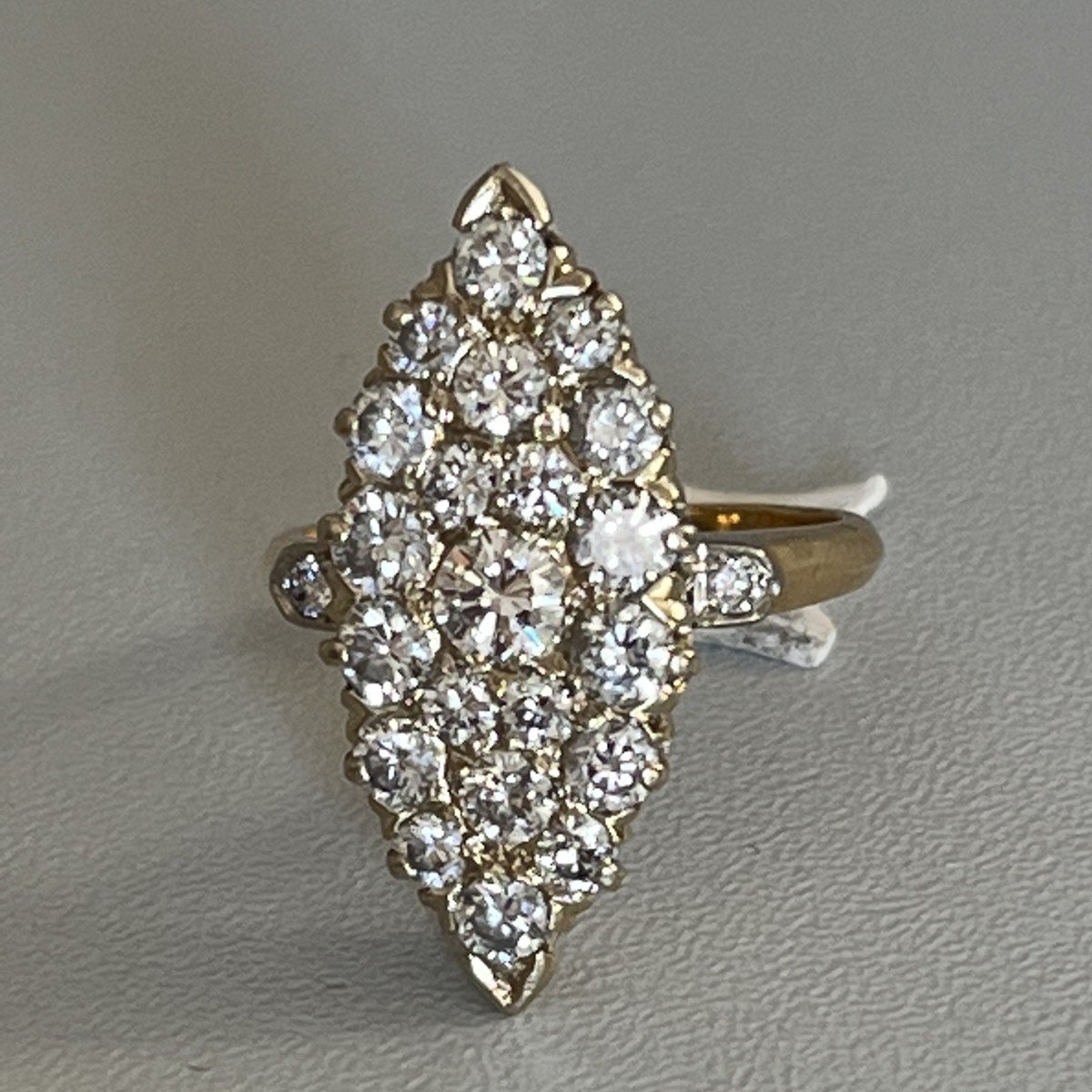 2961- Marquise Ring Yellow Gold Diamonds 1.50 Ct