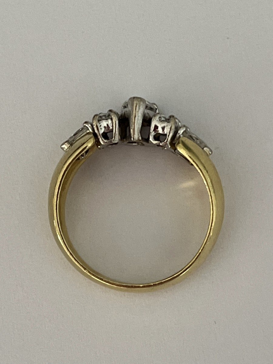 6104- Yellow Gold Diamond Band Ring (0.76 Ct In The Center)-photo-3