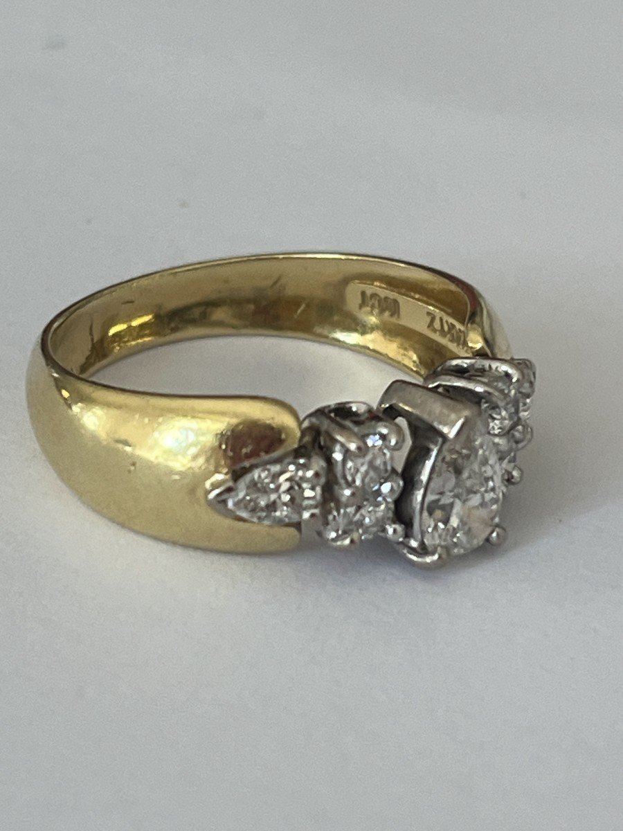 6104- Yellow Gold Diamond Band Ring (0.76 Ct In The Center)-photo-4