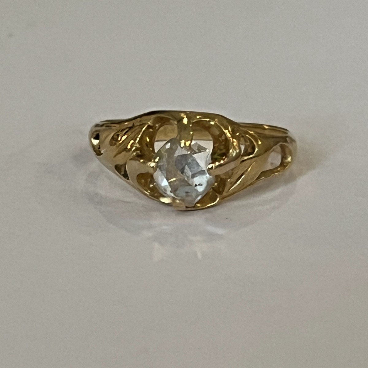 5918- Bague Dôme Or Jaune Diamant Taille Rose