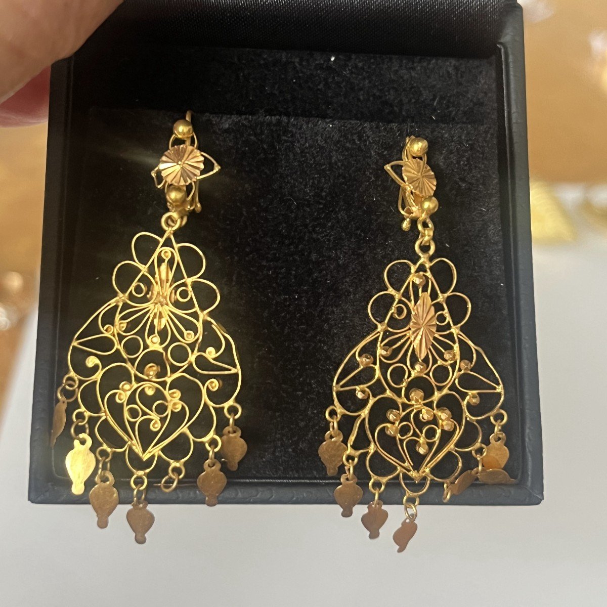 6018- Boucles d'Oreilles Or Jaune Filigrané